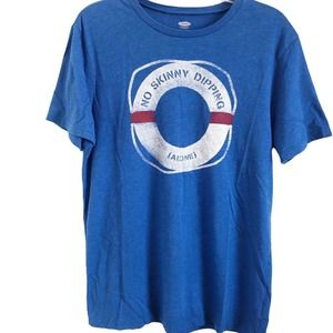 Old Navy Men's Blue No Skinny Dipping Alone Short Sleeve T-Shirt Size Medium